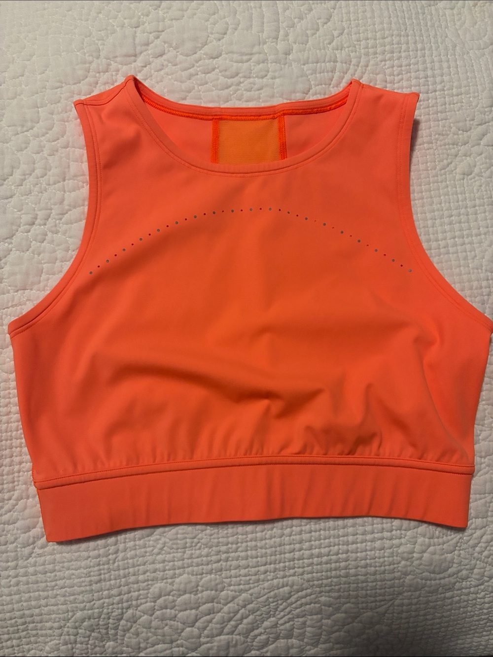Lululemon Hotty Hot Cropped Tank Womens 8 Highlight Orange Mesh Nulux Reflective